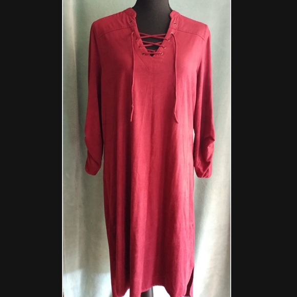 Suede like Burgandy Dress - Picture 1 of 3